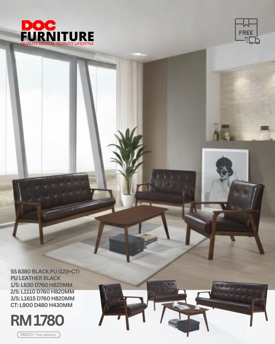 Sofa and coffee table set — D.O.C Furniture Miri