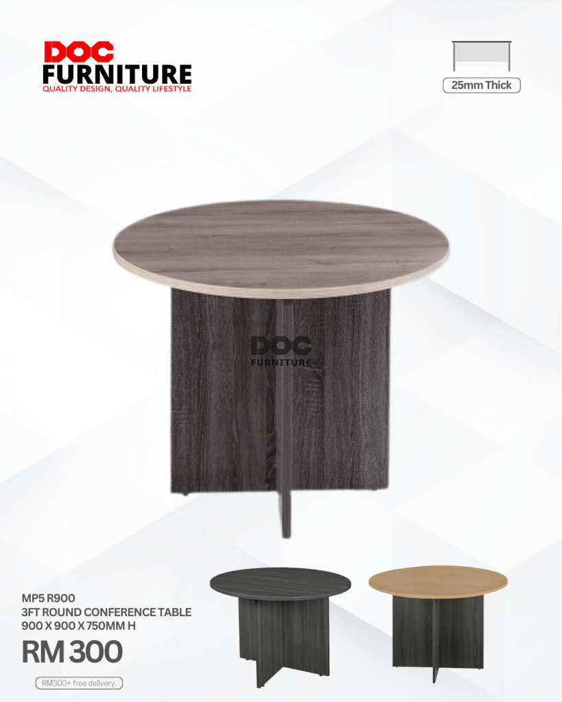 Upgrade your meeting space with style and value! ✨ Get this sleek 3FT Round Conference Table for only RM300, with free delivery for RM300+ orders. Perfect for small discussions or as a chic accent table.

#DOCCreateYourSpace #ConferenceTable #OfficeFurniture #AffordableFurniture #MalaysiaFurniture