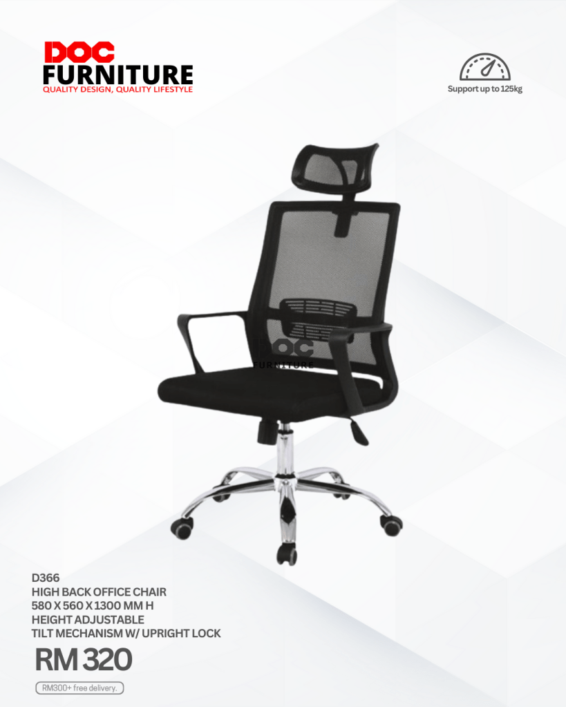Sit in comfort and boost your productivity! ✨ Upgrade your workspace with our D366 High Back Office Chair. Featuring adjustable height, tilt mechanism, and sturdy support up to 125kg. All for just RM320 with FREE delivery!

#OfficeChair #WorkFromHome #ErgonomicChair #FurnitureDeal #DOCFurniture

Ready to upgrade? Shop now!