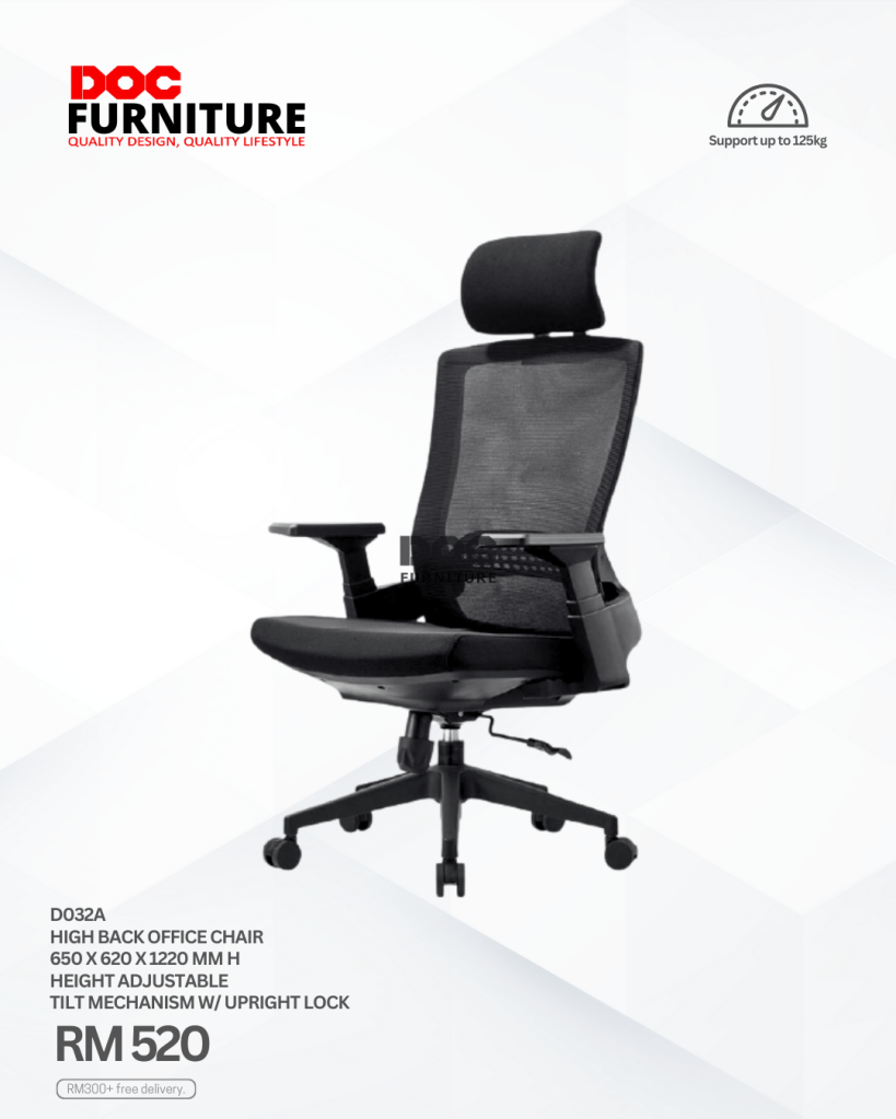 Upgrade your workspace comfort! ✨ Get our D032A High Back Office Chair for just RM520! Height adjustable, tilt mechanism, and supports up to 125kg. Free delivery on orders over RM300!

#OfficeChair #WorkFromHome #ErgonomicChair #Furniture #DOCFurniture

Shop now!
