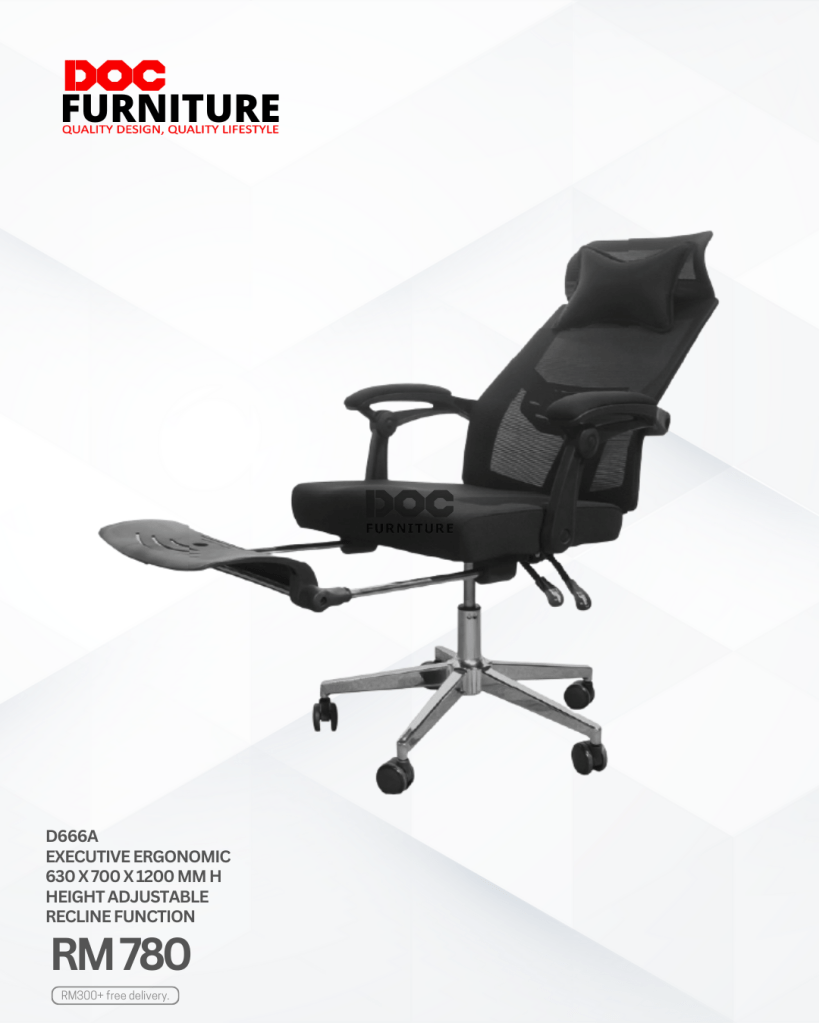 Experience Quality Design & Quality Lifestyle with the D666A Executive Ergonomic Chair from DOC FURNITURE! ✨ This chair offers ultimate comfort with adjustable height, recline function, and a built-in footrest. Perfect for boosting productivity and relaxation during your workday.
Price: RM 780
Plus, enjoy FREE delivery on RM300+ orders!

#ErgonomicChair #OfficeChair #WFH #HomeOffice #DOCFurniture #QualityFurniture

Ready for an upgrade? Shop now!