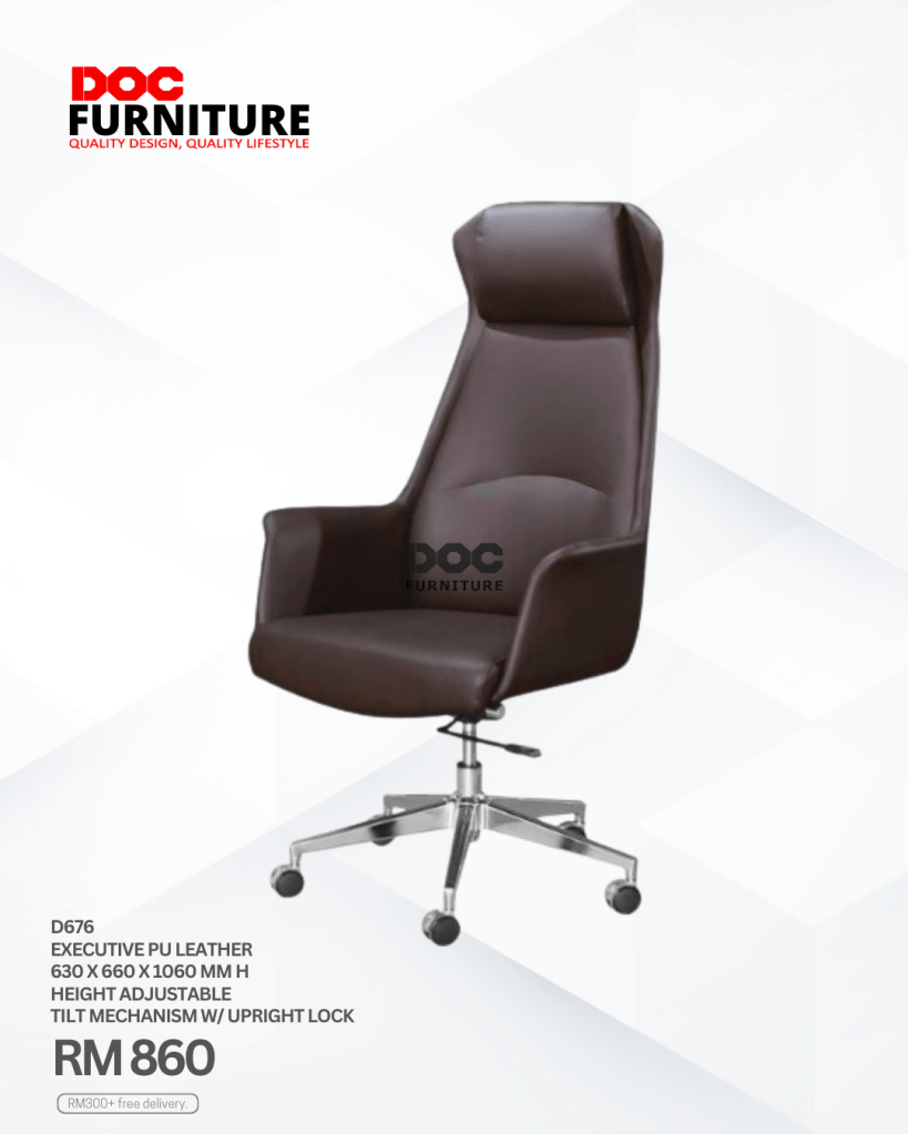 Transform your workspace! ✨ Sink into luxurious comfort with our D676 Executive PU Leather Chair. Featuring adjustable height & tilt, it's designed for your quality lifestyle. Only RM 860, plus FREE delivery for orders RM300+! Upgrade your office today. Shop now!

#DOCFurniture #ExecutiveChair #OfficeChair #HomeOffice #QualityFurniture