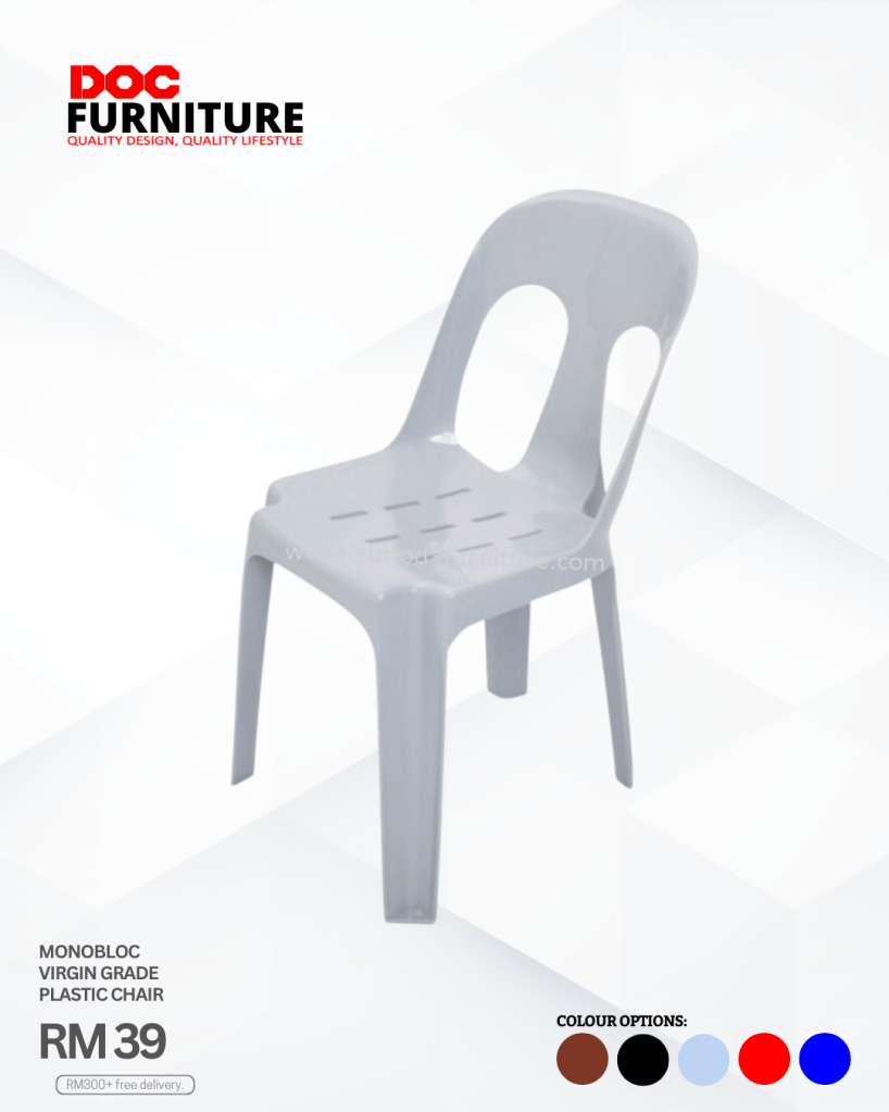 Looking for durable, versatile, and super affordable seating? Look no further! ✨ Our Monobloc Virgin Grade Plastic Chair is built for lasting strength and comfort, perfect for any space – indoor, outdoor, or events! 💪

Get yours today for just RM39! Available in multiple vibrant colors to match your style. Plus, enjoy FREE delivery on orders over RM300! 🚚

#DOCFurniture #PlasticChair #AffordableFurniture #HomeEssentials #MalaysiaFurniture