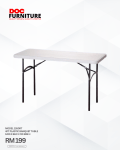 A white 4ft plastic banquet table, Model 1260RT, with dark folding metal legs, is selling for RM 199 only.